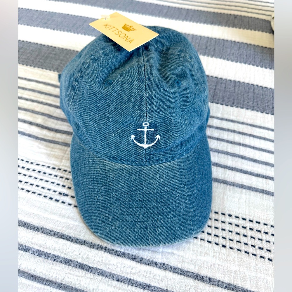Denim Blue Cap with Anchor Embroidery